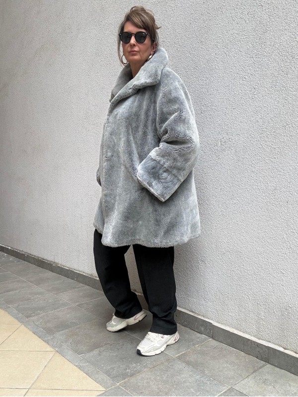 Premium Vintage Made in Germany Gri Peluş