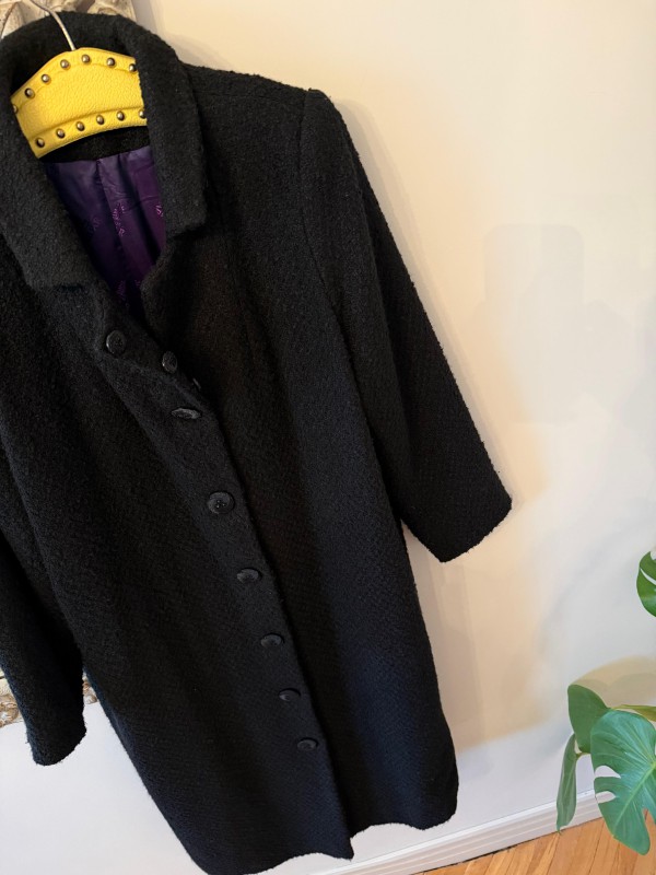 Vintage Siyah Mor Astarlı  Manto