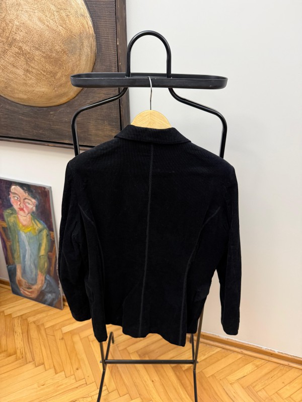 Vintage Siyah İnce Fitiili Kadife Ceket 