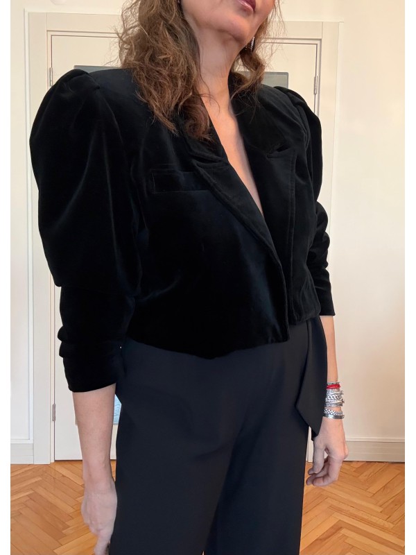 Vintage Siyah Kadife Bolero Ceket