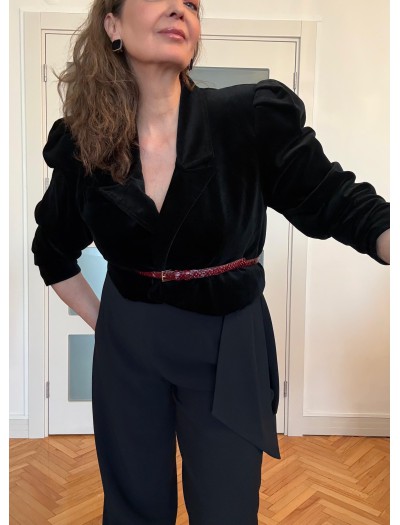Vintage Siyah Kadife Bolero Ceket