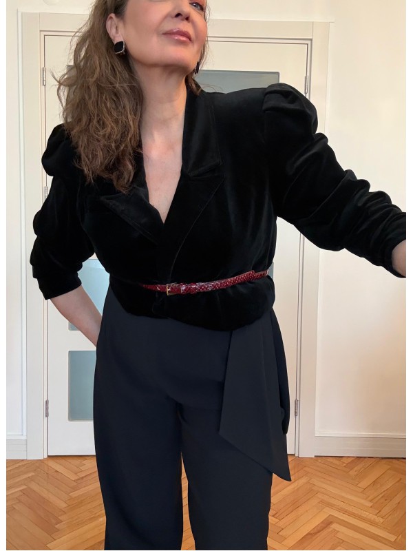 Vintage Siyah Kadife Bolero Ceket