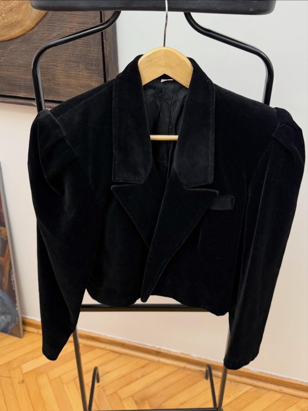 Vintage Siyah Kadife Bolero Ceket