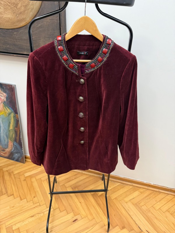 Vintage Bordo Kadife Ceket 