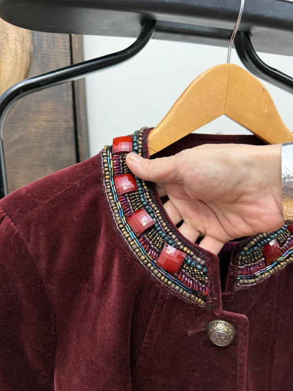 Vintage Bordo Kadife Ceket 