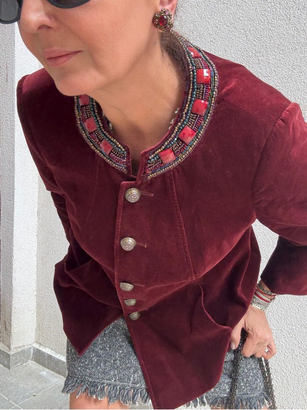 Vintage Bordo Kadife Ceket 