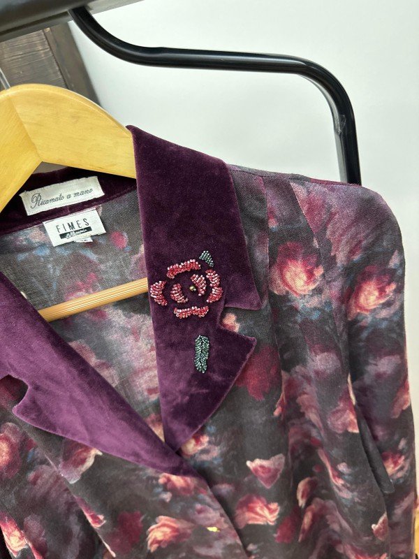 Vintage İtalyan Kadife Yakalı Yün Gömlek