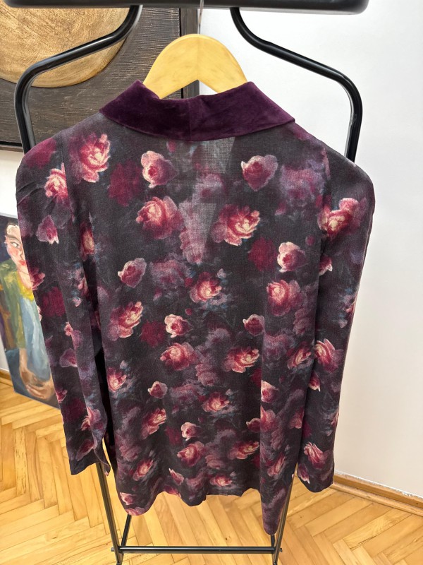 Vintage İtalyan Kadife Yakalı Yün Gömlek