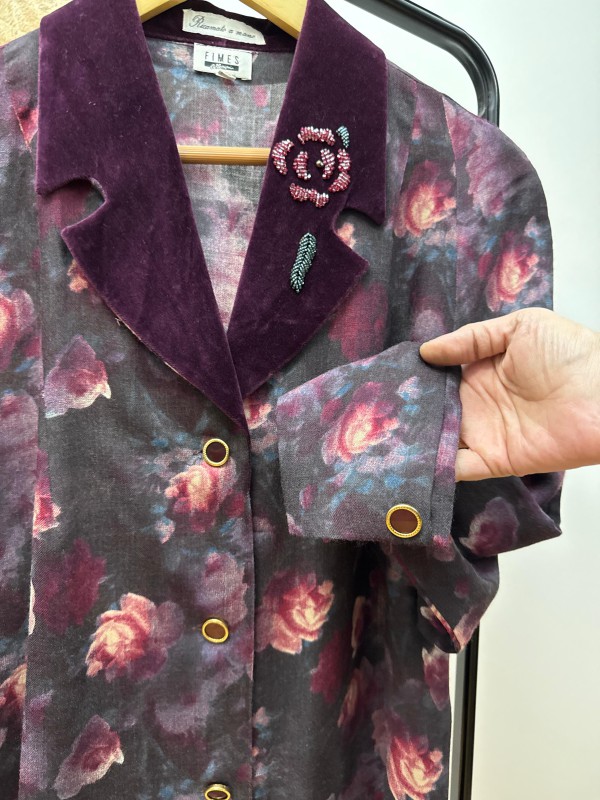 Vintage İtalyan Kadife Yakalı Yün Gömlek