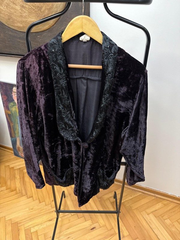 Vintage Siyah Kadife&Dantel Gömlek / Ceket 