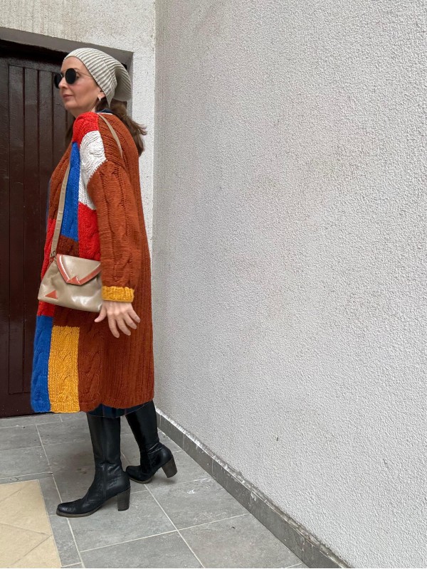 Vintage Çok Renkli Uzun Hırka 