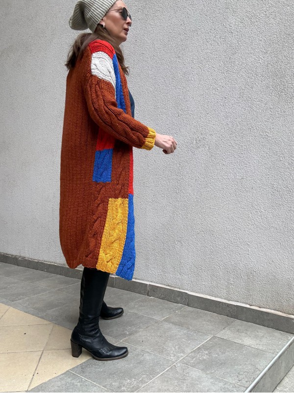 Vintage Çok Renkli Uzun Hırka 