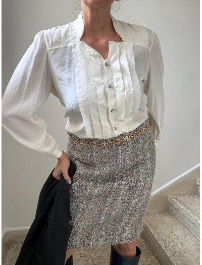 Vintage 100% Ipek Beyaz Gömlek