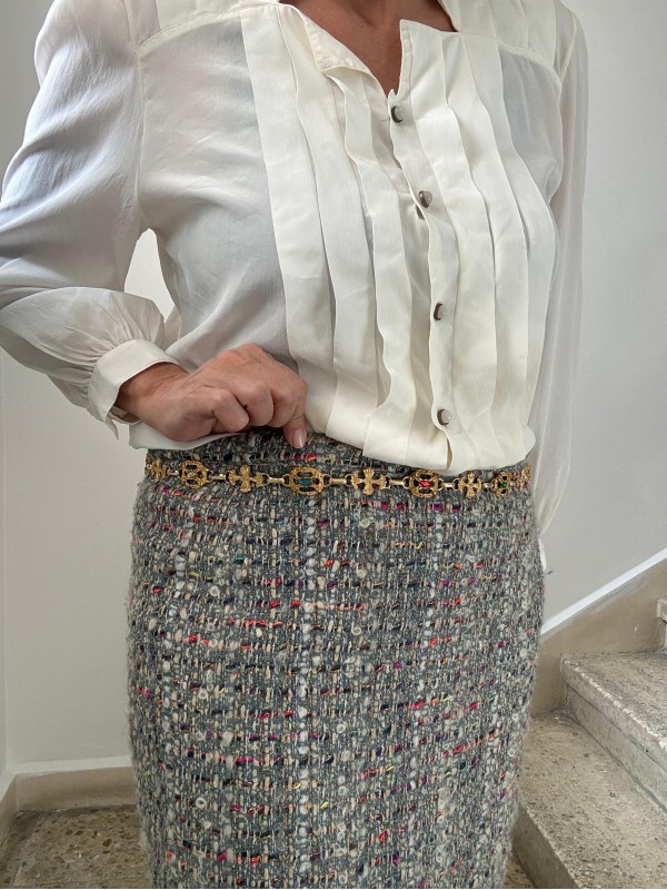 Vintage 100% Ipek Beyaz Gömlek