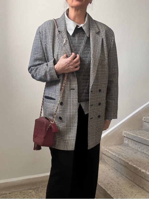 Vintage C&A Yün & Kaşmir Ekose Ceket 