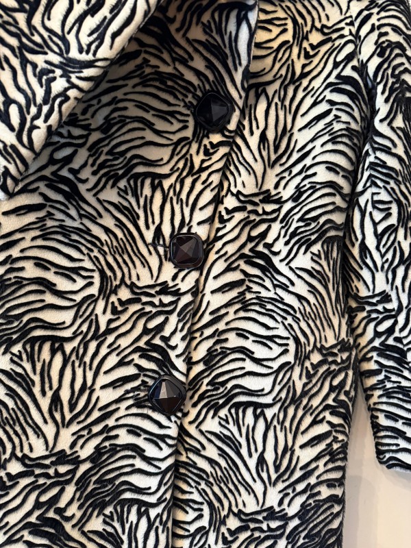 Vintage Zebra Desen Kadife Kaban