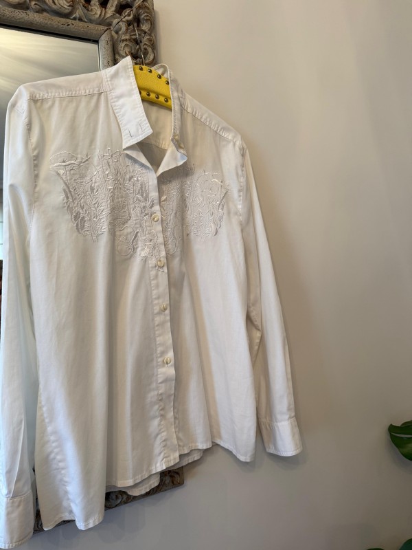 Vintage Göğüs Nakışlı Gömlek