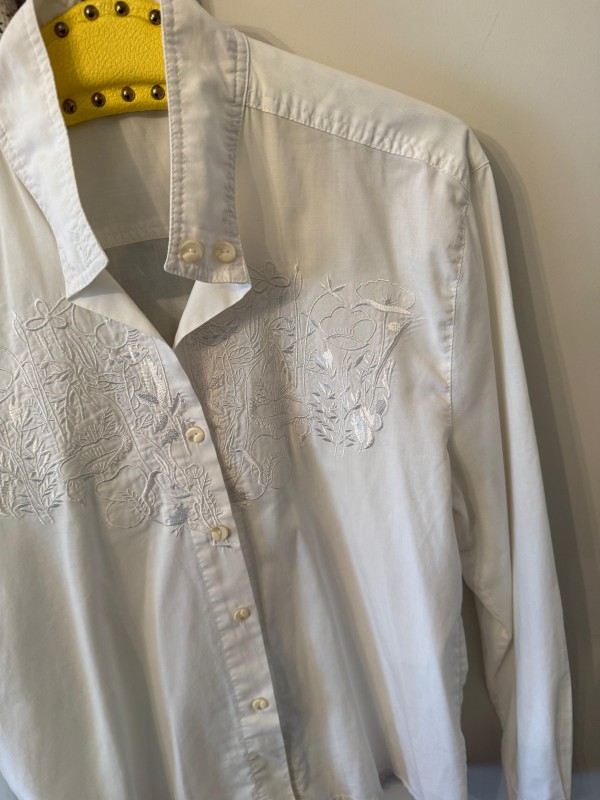 Vintage Göğüs Nakışlı Gömlek