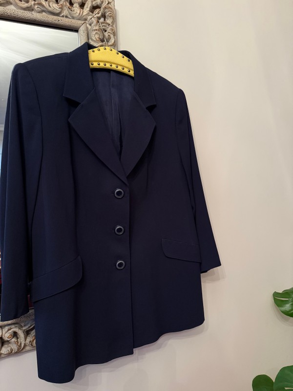 Vintage Lacivert 3 düğmeli Ceket