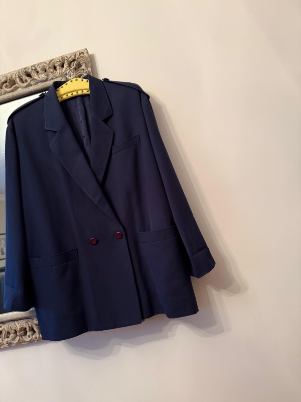 Vintage Lacivert Boyfriend Ceket