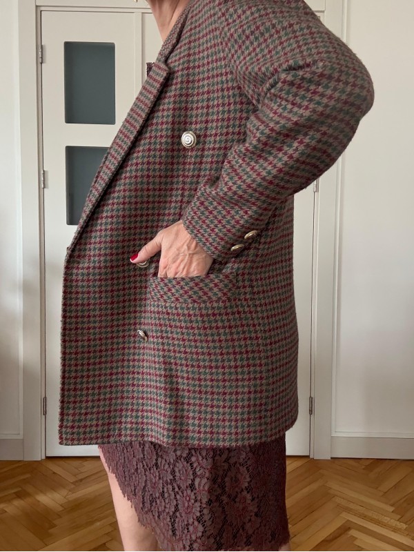 Vintage Bordo-Yeşil Kazayağı Blazer 