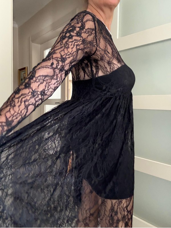 Vintage Siyah Tül Elbise 