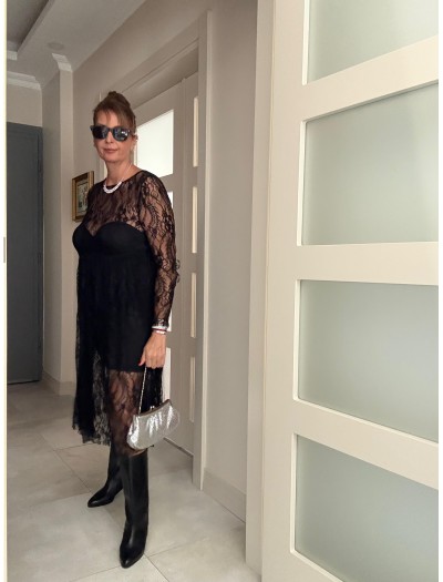 Vintage Siyah Tül Elbise 