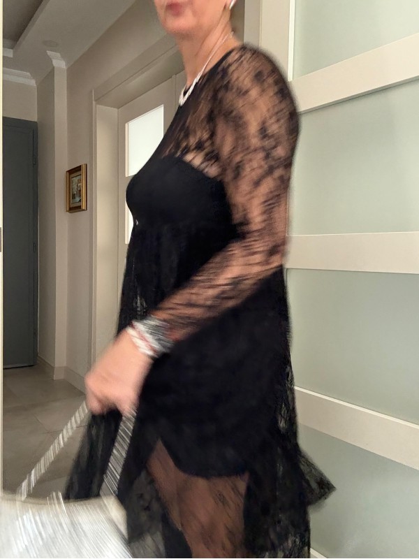 Vintage Siyah Tül Elbise 