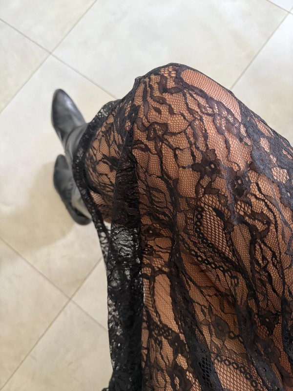 Vintage Siyah Tül Elbise 