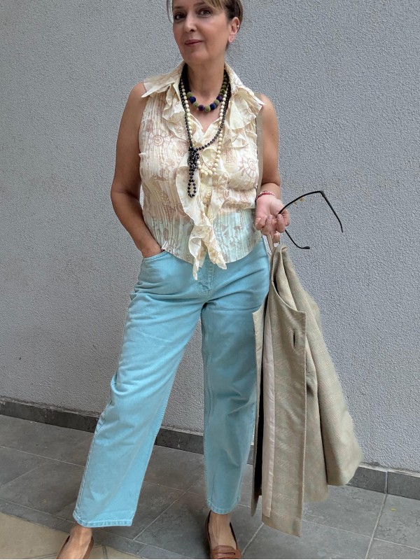 Vintage Fırfırlı Floral Gömlek 