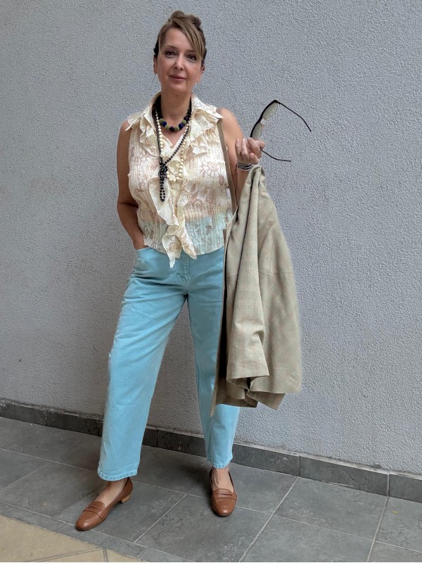 Vintage Fırfırlı Floral Gömlek 