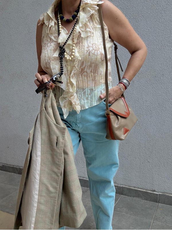 Vintage Fırfırlı Floral Gömlek 