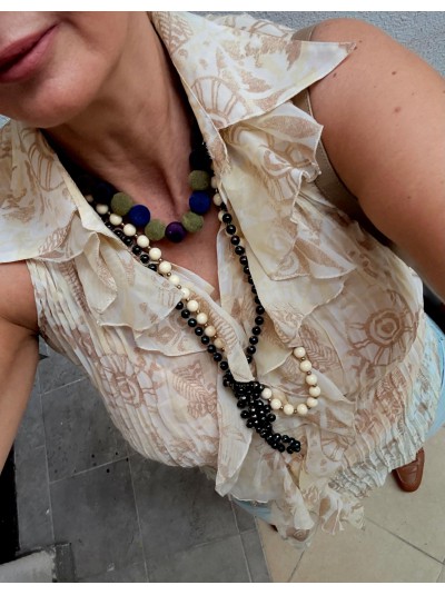 Vintage Fırfırlı Floral Gömlek 