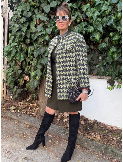 Vintage İnci Düğmeli Tüvit Oversize Ceket 