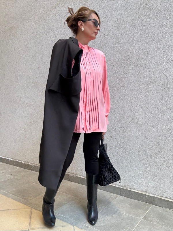 Vintage Pembe Piliseli Gömlek 