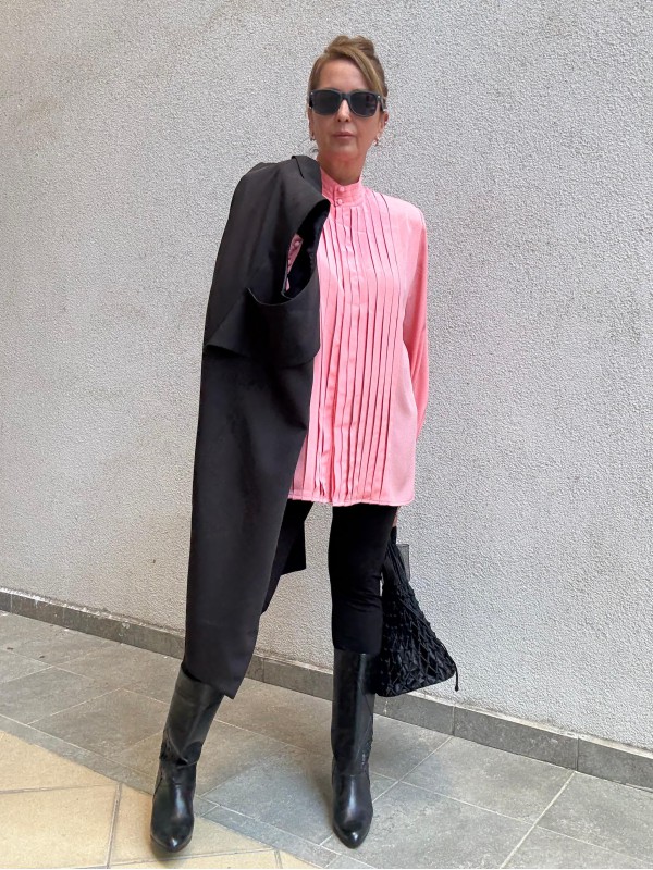 Vintage Pembe Piliseli Gömlek 