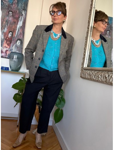 Vintage İtalyan Kadife Yakalı Ceket