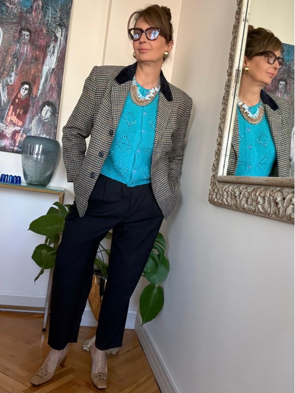 Vintage İtalyan Kadife Yakalı Ceket