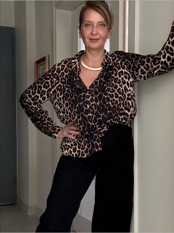 Vintage Leopar Şifon Gömlek 