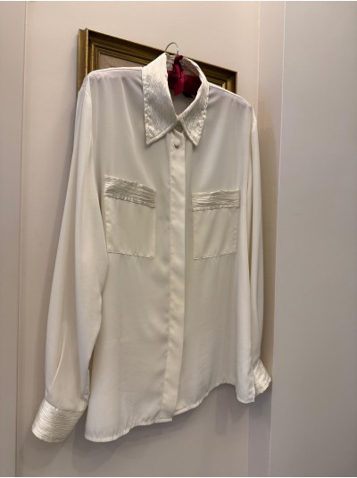 Vintage Krem Saten Gömlek 