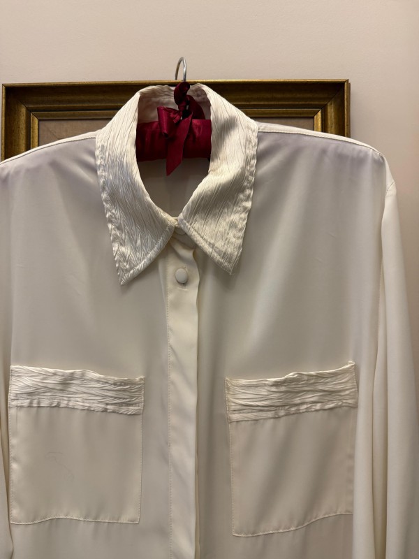 Vintage Krem Saten Gömlek 