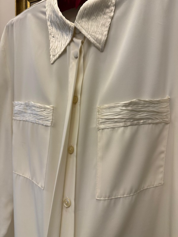 Vintage Krem Saten Gömlek 