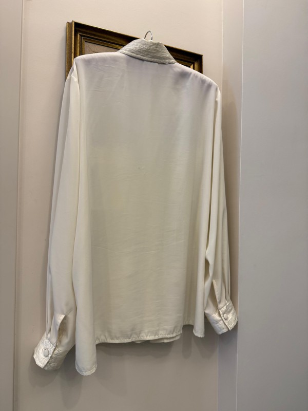 Vintage Krem Saten Gömlek 