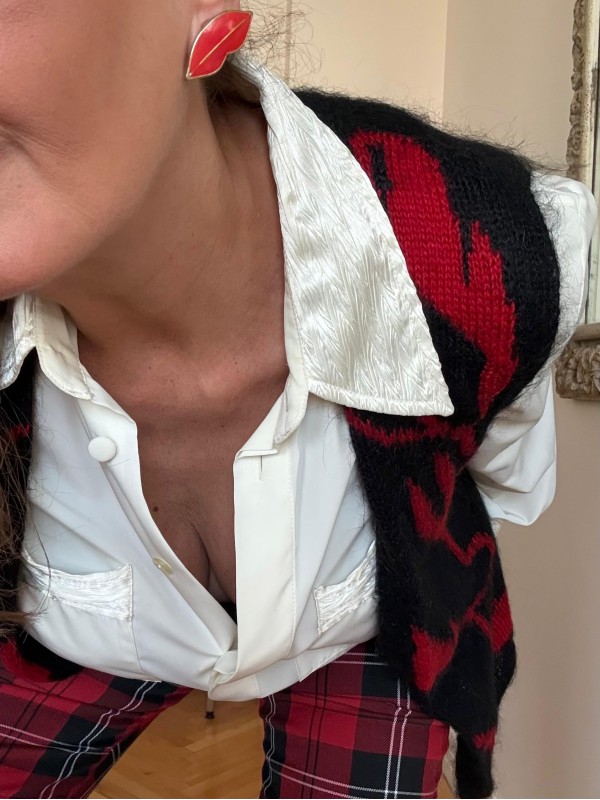 Vintage Krem Saten Gömlek 