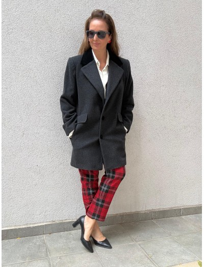 Vintage Antrasit Made in USA Yün Kaban 