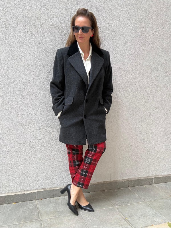 Vintage Antrasit Made in USA Yün Kaban 