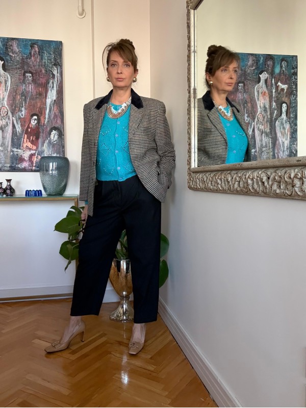 Vintage İtalyan Kadife Yakalı Ceket