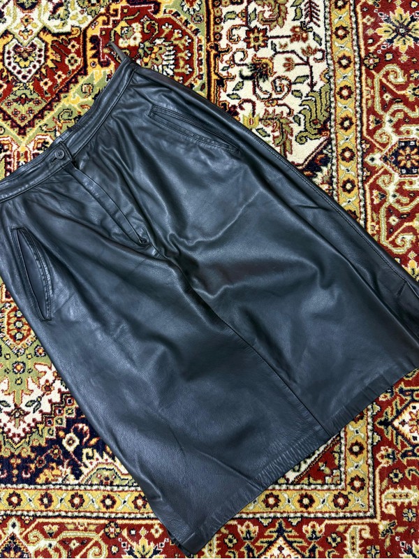 Vintage Siyah Deri Kalem Etek