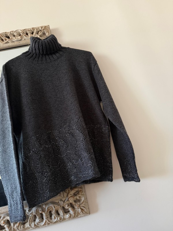 Vintage Made in Italy Gri Boğazlı Kazak 