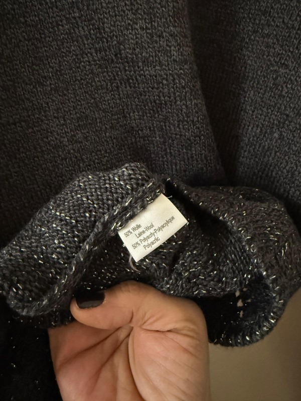 Vintage Made in Italy Gri Boğazlı Kazak 